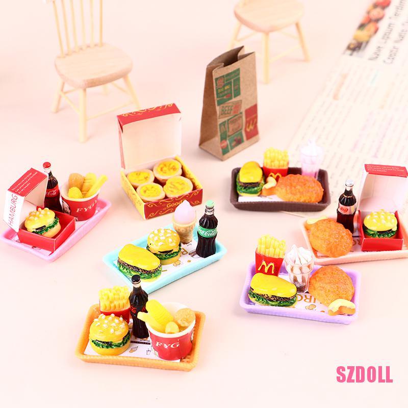 Mô Hình Xô Đựng Khoai Tây Chiên Hamburger Mini Bo11 DOM Mini Trang Trí Nhà Búp Bê