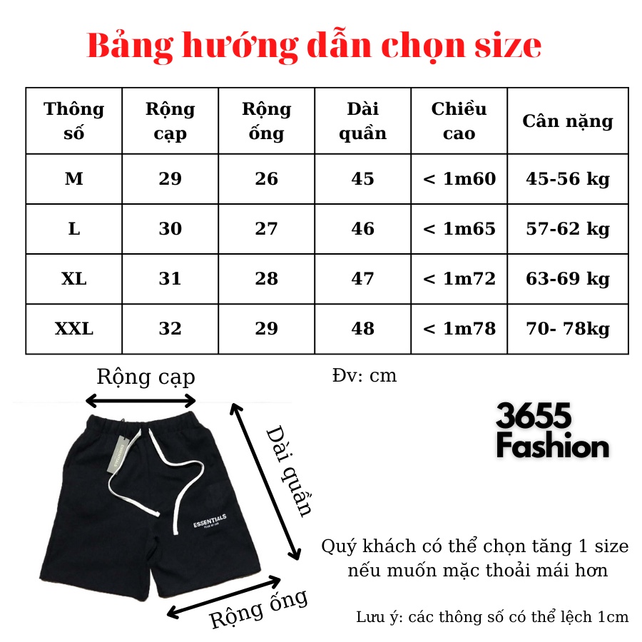 Quần short nam, quần ESENTIALS vải cotton cao cấp unisex kiểu dáng ulzzang