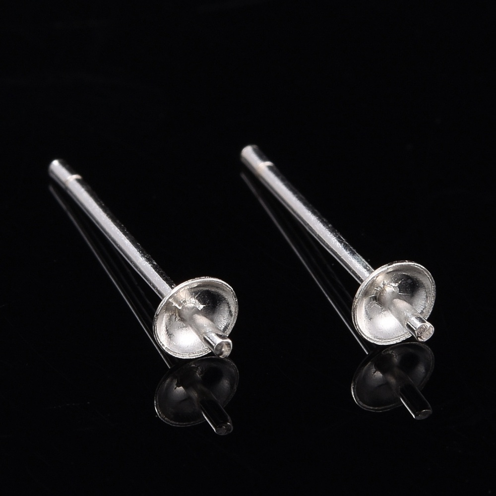 1~5 Đôi Bông Tai Bạc sterling 12.5x3mm: 0.3mm