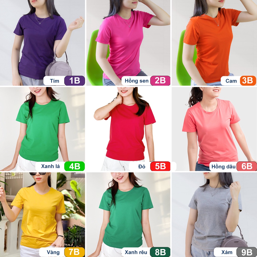 Áo thun nữ cổ tròn TOLI, chất cotton 4 chiều mềm mịn, co dãn, form suông cơ bản, sọc ngang 1cm [NHIỀU MÀU]