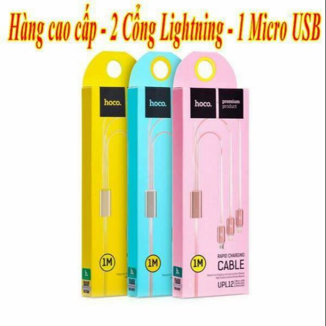 Cáp sạc 3 đầu Hoco Rapid Charging ( 2 cổng Lightning - 1 Micro USB)