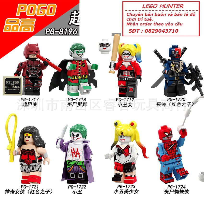 Lego minifigures nhân vật siêu anh hùng , siêu ác nhân DC Robin Bat Who Laugh Darevil Joker PG8196