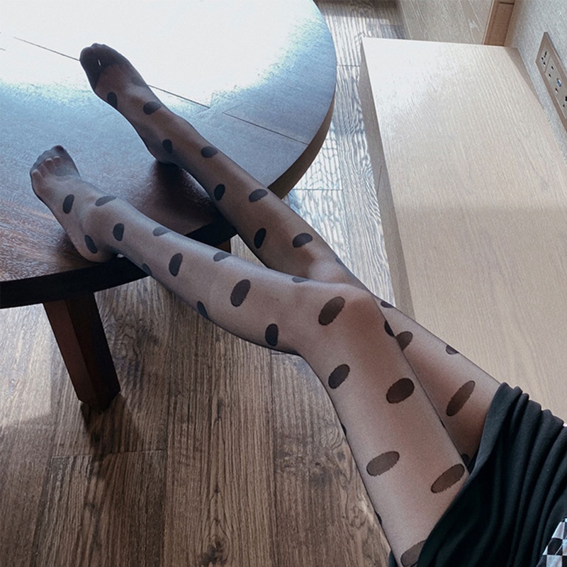 Xiangbao Quần Tất Mỏng Họa Tiết Chấm Bi Cỡ Lớn Phong Cách Lolita Gợi Cảm Cho Nữ