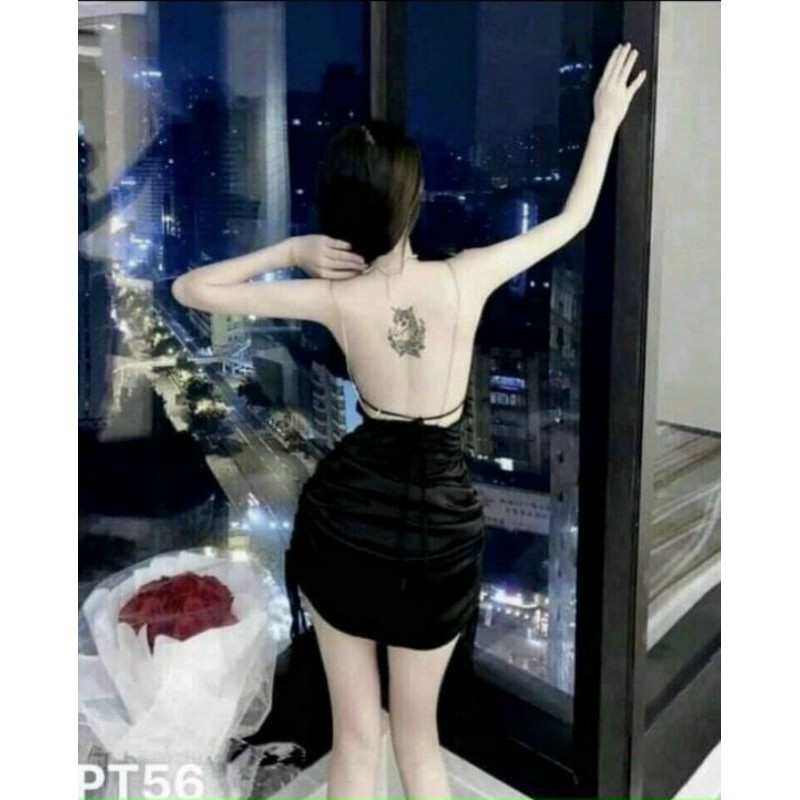 Đầm body hở lưng phối dây xích siêu tôn dáng💖💖