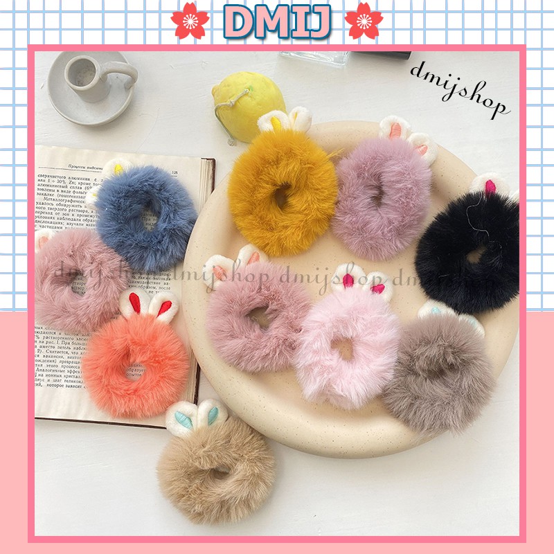 Cột tóc vải nhung scrunchies nhiều màu dây buộc tóc scrunchies hình thỏ