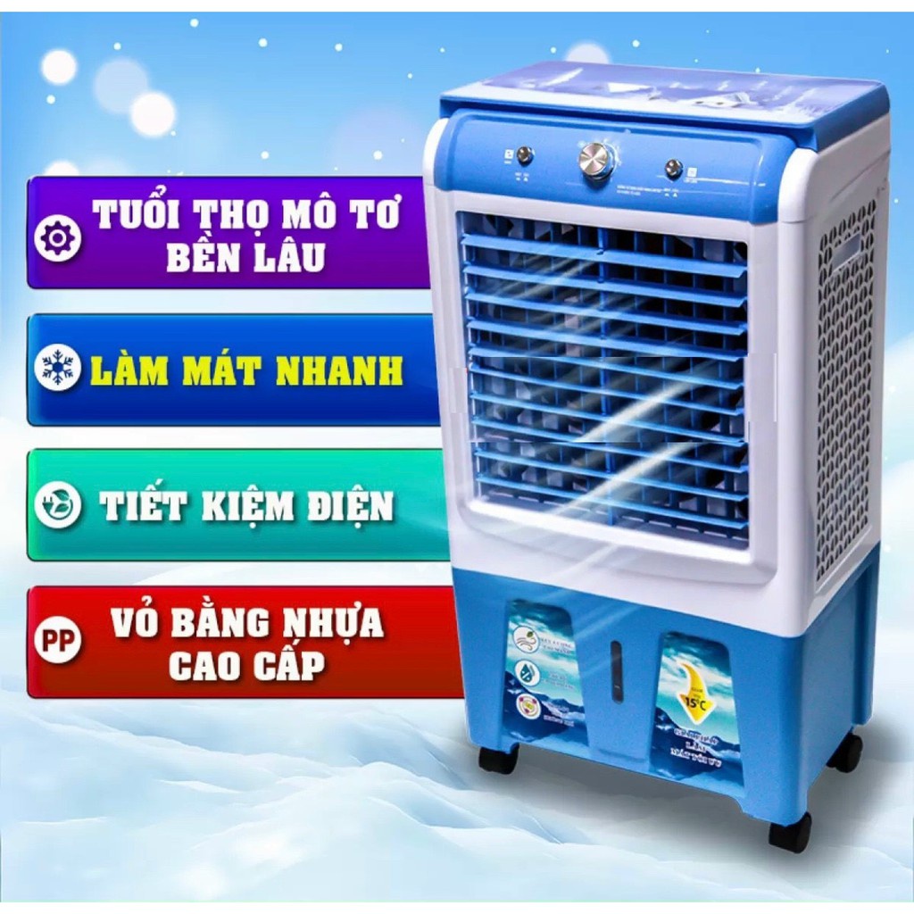 QUẠT ĐIỀU HÒA HƠI NƯỚC HS588/ HS-35A TẶNG KÈM ĐÁ KHÔ, CÓ BÁNH XE