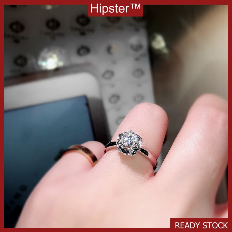 NEW Nhẫn Hợp Kim Hình Hoa Hồng Đính Đá Xinh Xắn