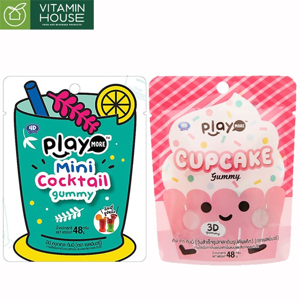 Kẹo dẻo bánh Cupcake ly Cocktail Mini Playmore 48g