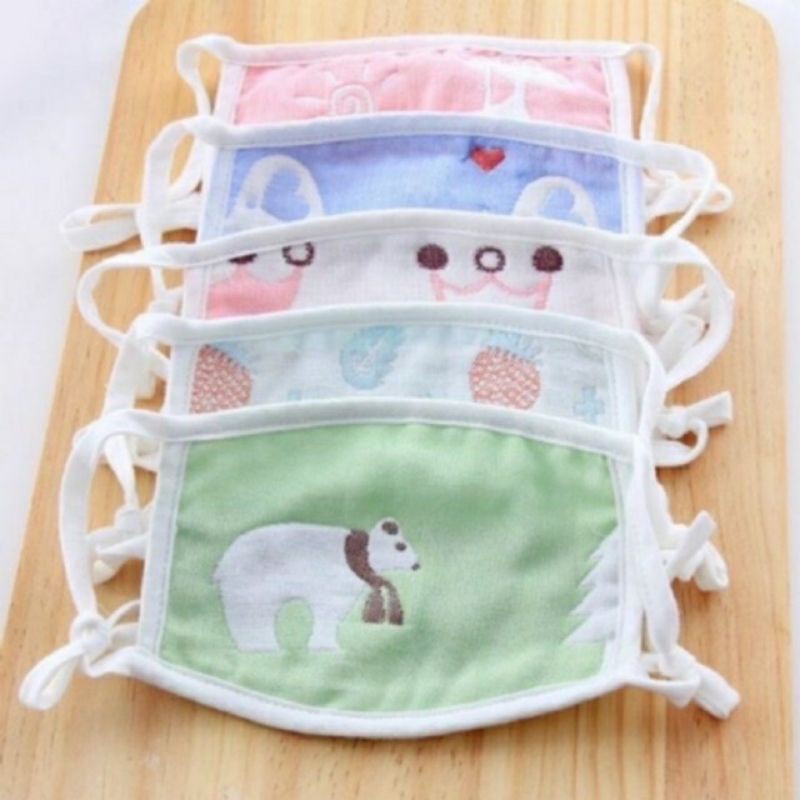 Khẩu trang sợi tre buộc dây điều chỉnh to nhỏ cho bé