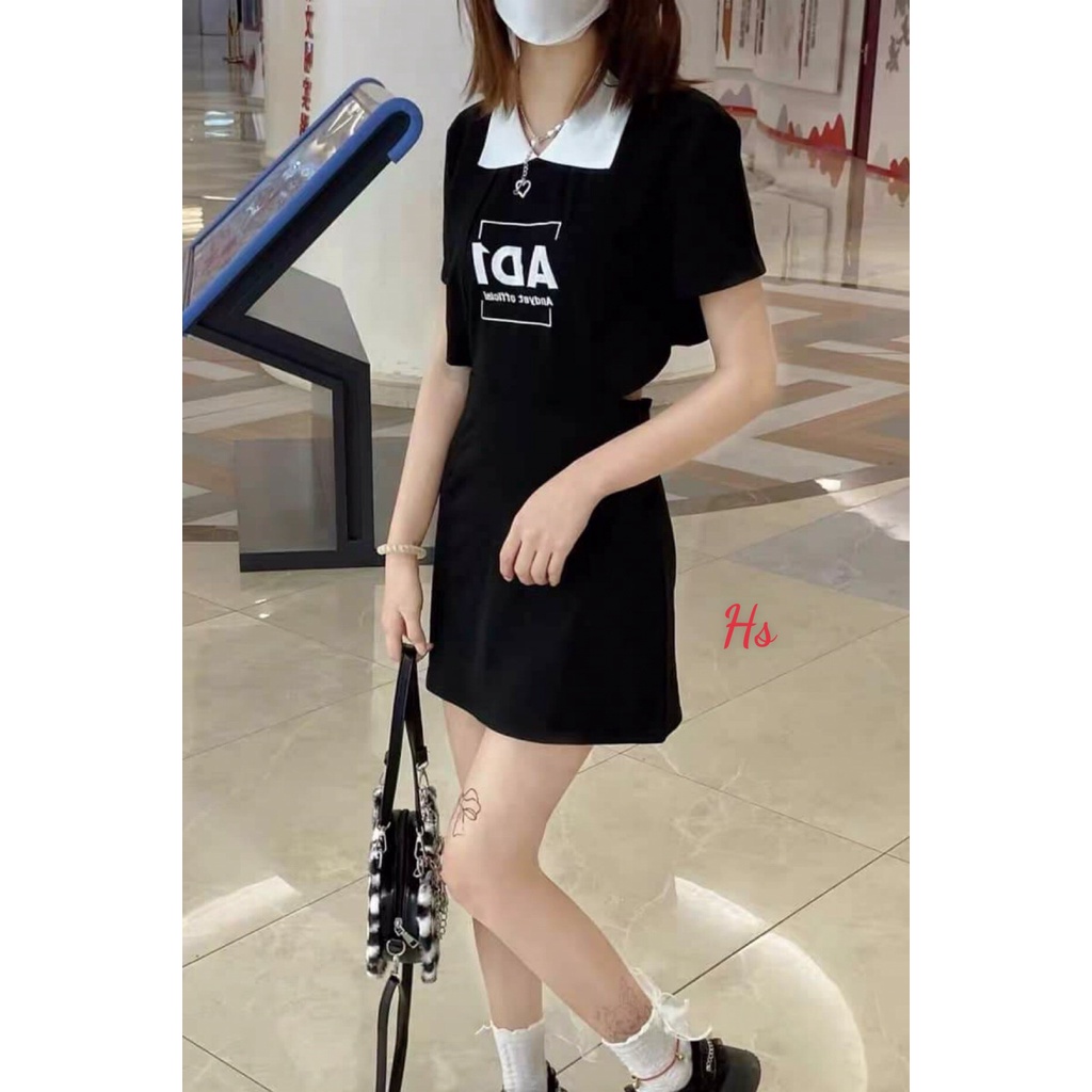[ ẢNH THẬT + VIDEO ] Váy AD1 cổ trắng hở lưng