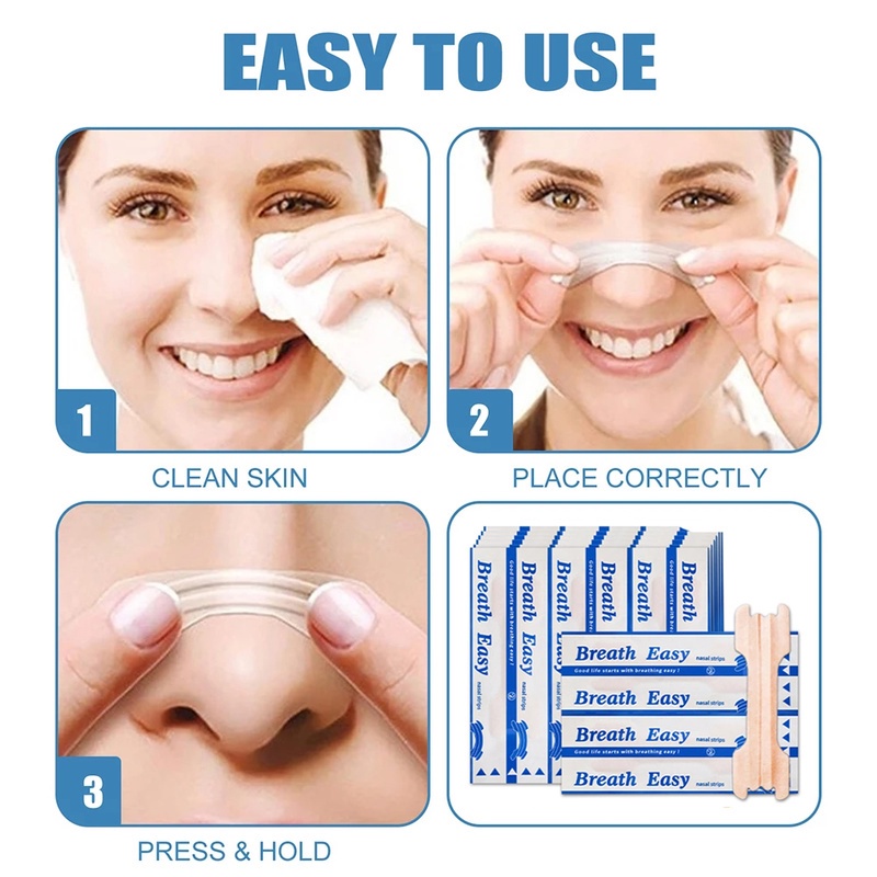 Set 10 Miếng Dán Mũi Thông Hơi Chống Ngáy Thân Thiện Với Làn Da Không Dệt