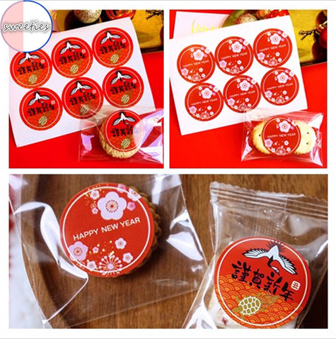 【sweet】 6pc/sheet New Year fashion  Round Shape Sealing Gift Packaging Stickers DIY Congratulate Sealing Stickers