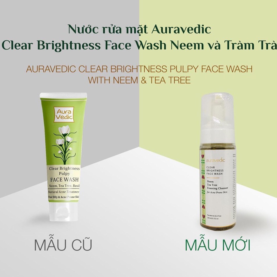 Sữa rửa mặt giảm mụn Neem Tràm Trà Tea Tree Auravedic 150ml | BigBuy360 - bigbuy360.vn