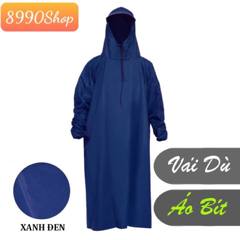 Áo Mưa Vải Dù Da Cá Loại Bít Kín Xẻ Tà Siêu Bền