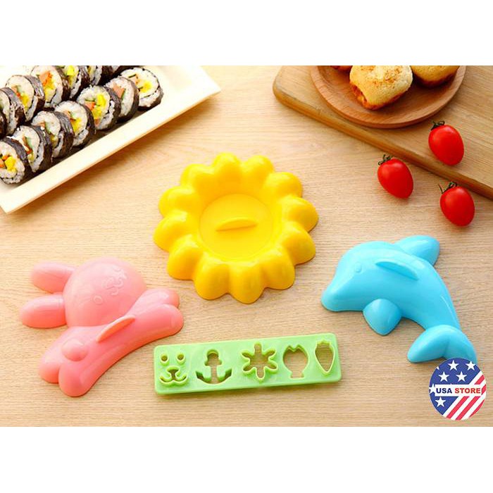 Khuôn Làm Cơm Bento size lớn Cá Heo/Thỏ/Bông Hoa Kiểu 2 13-15cm