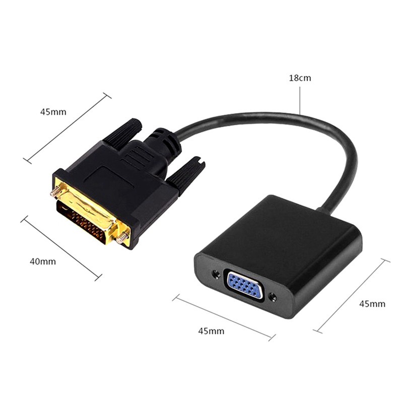 DVI to VGA Adapter Cable Video Converter For PC Monitor