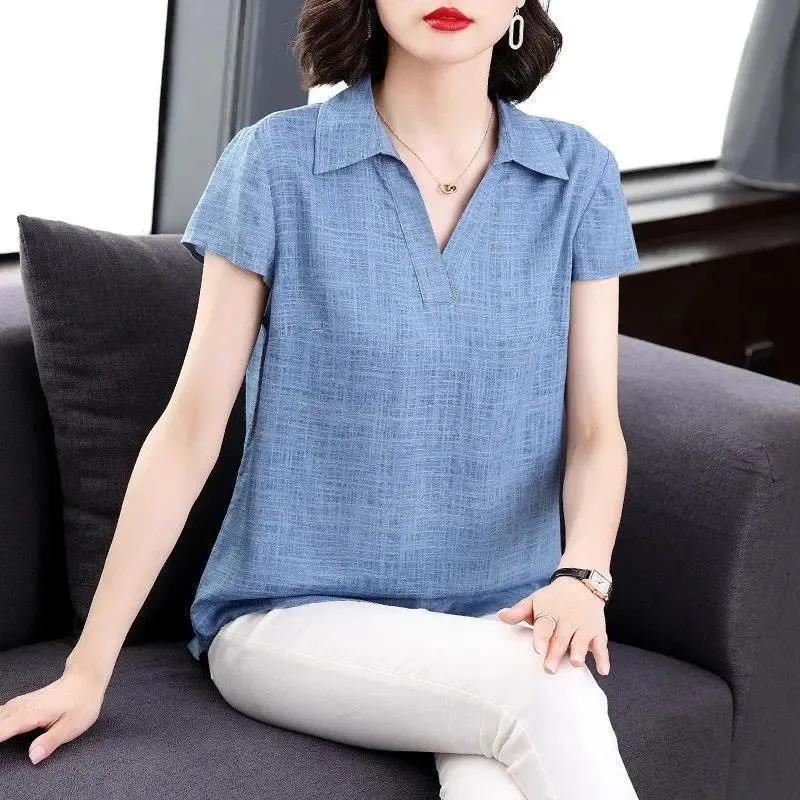 Áo Sơ Mi Vải Lanh Cotton Mỏng Dáng Rộng Che Khuyết Điểm Thời Trang Cho Nữ
