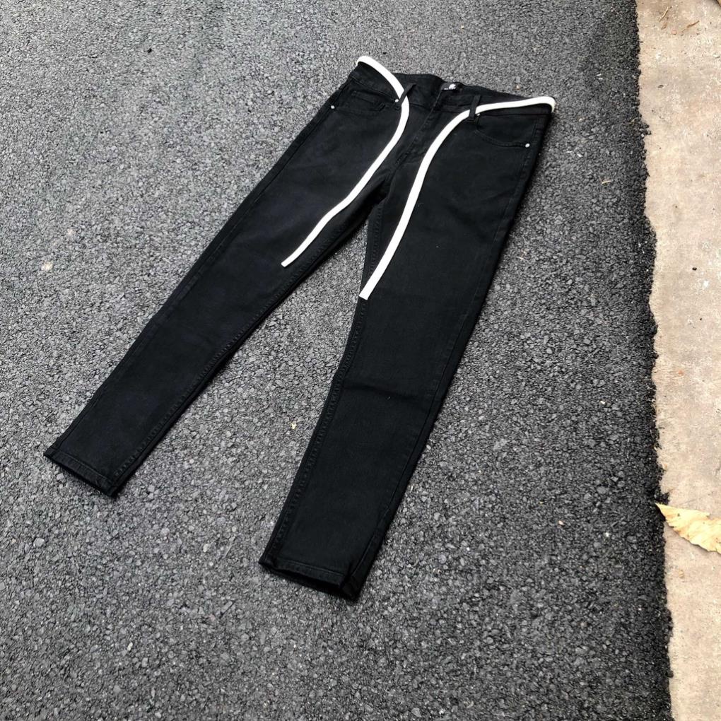 Quần jean nam Streetwear DATINO form Skinny màu đen chất Denim co giãn, bền màu ©️