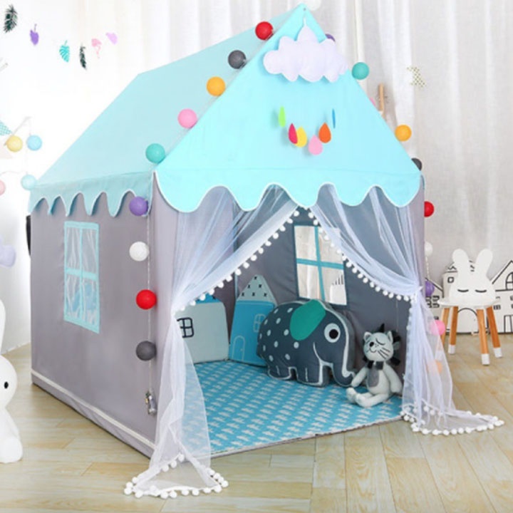 Lều Công Chúa S5 Khung bền chắc, vải rèm đẹp bé thích mê ly - KÈM PHỤ KIỆN ( thảm+ đèn tròn )