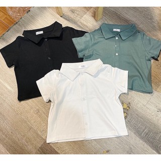 Áo croptop cổ Polo Bazic one
