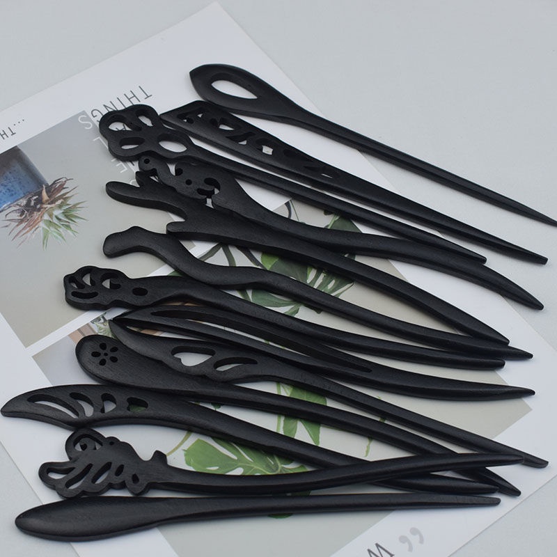 Cán trâm bằng Gỗ đen size tầm 17cm nhiều mẫu các kiểu cổ trang cách tân - Phụ kiện nguyên liệu trang sức thủ công