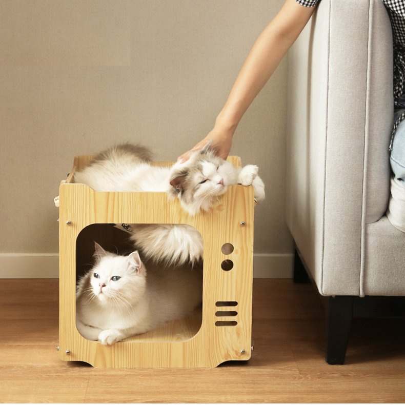 Nhà gỗ cho mèo Pet house Gỗ MDF 9mm Phủ melamin màu