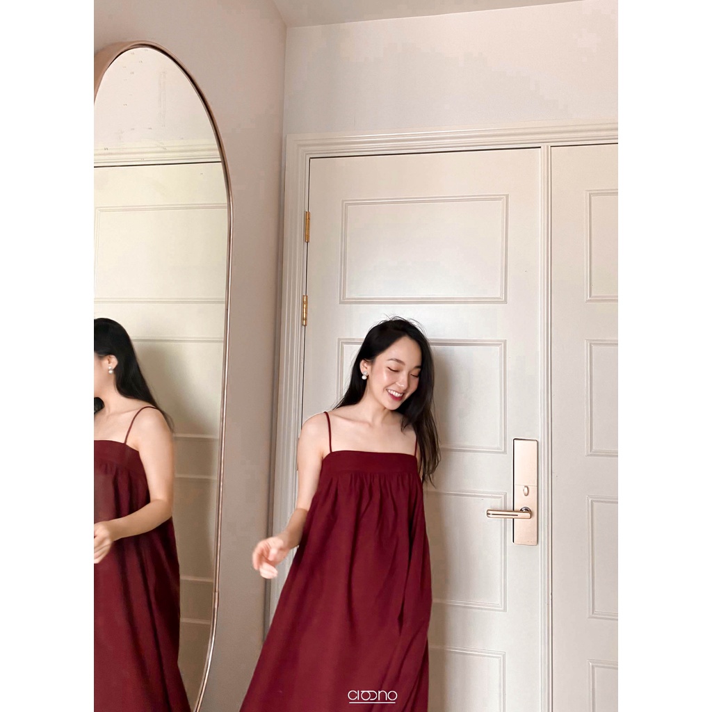 CIGNO-Đầm 2 dây dài xoè VELVET