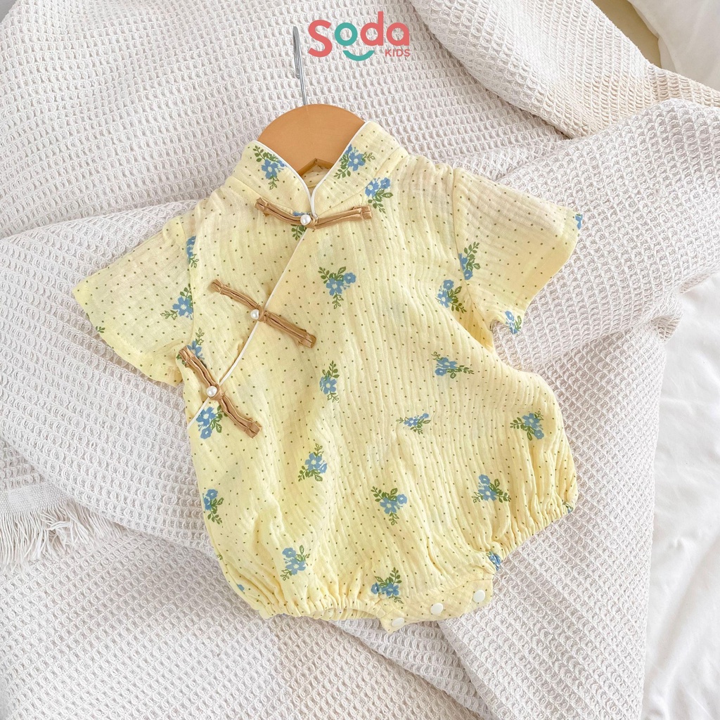 Body bé gái Lunar SODA KIDS thiết kế sườn xám, chất liệu xô muslin mềm, mát