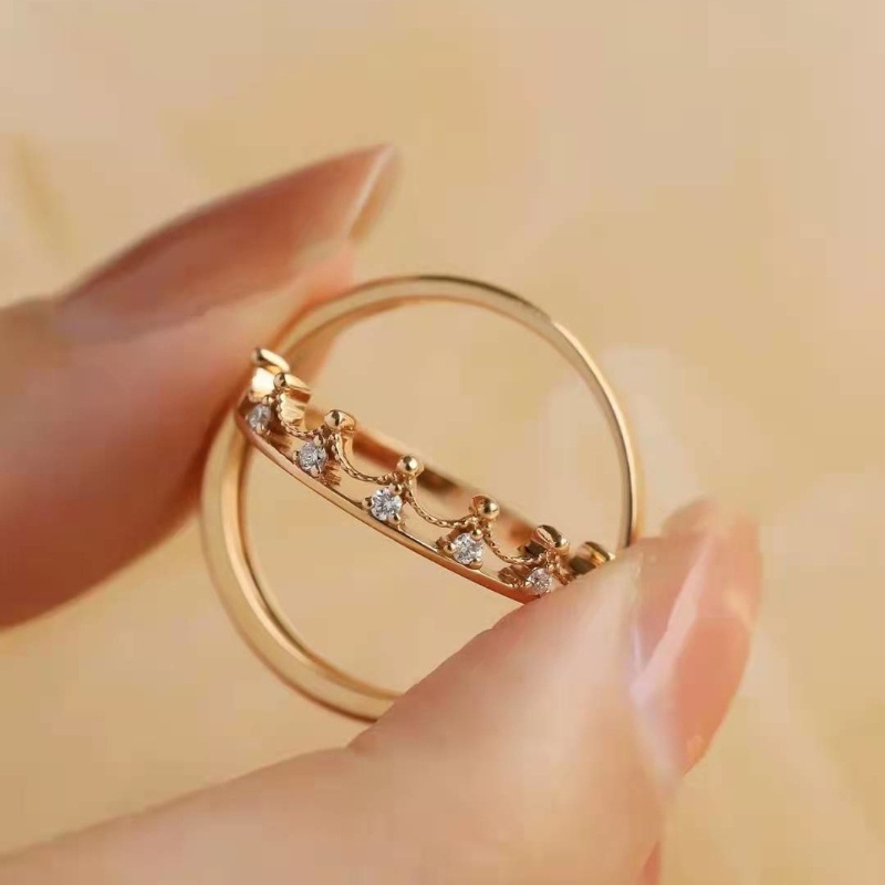 Hàn Quốc Nhẫn có thể điều chỉnh Hiệp sĩ Công chúa Vương miện Cặp đôi Nhẫn thời trang Ngày lễ tình nhân Món quà trang sức