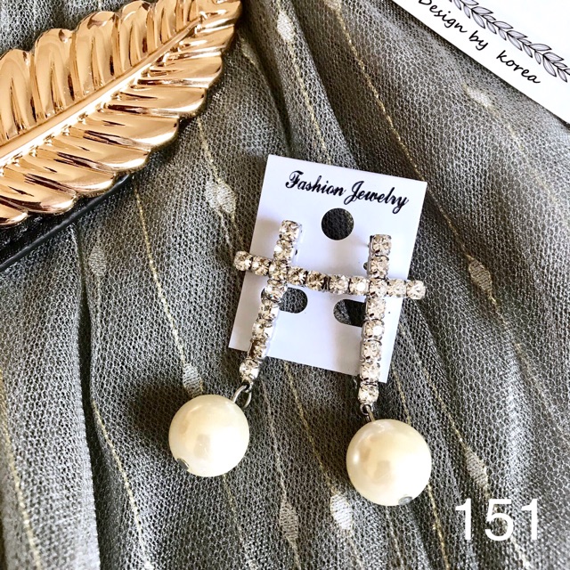 FREESHIP❤️ Bông Tai Thánh Giá Trân Châu M151