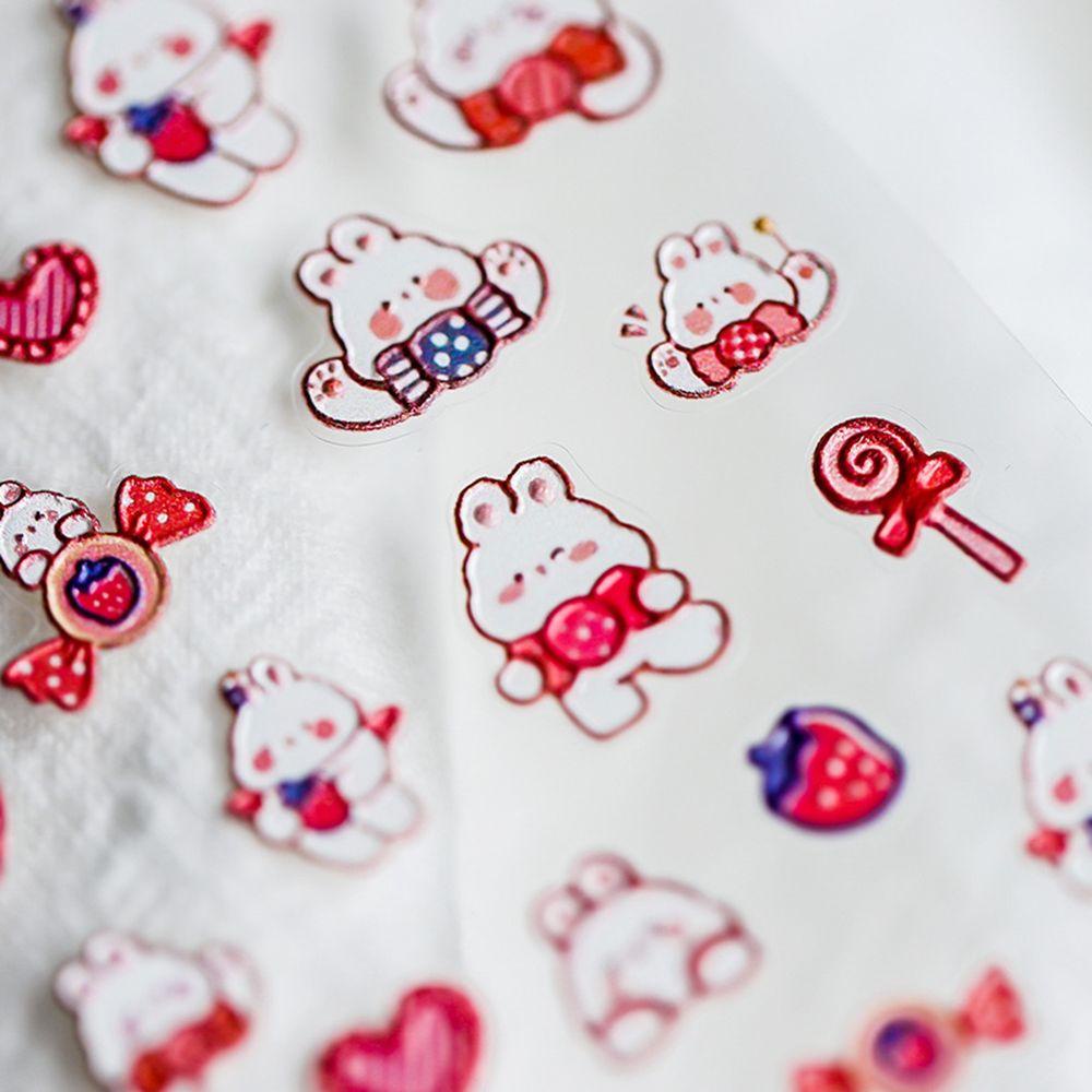 Miếng Dán Trang Trí Móng Tay Họa Tiết Thỏ Hoạt Hình 5D Nhiều Màu Sắc