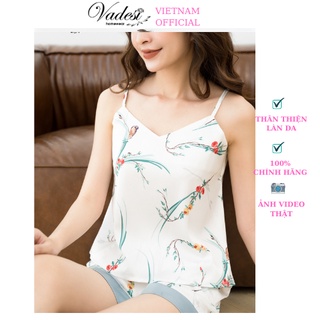 Bộ Đồ Ngủ 2 Dây Mặc Nhà VADESI Hai Dây Gợi Cảm Lụa Cao Cấp Nhiều Họa Tiết Co Giãn Nhẹ Mát Mềm