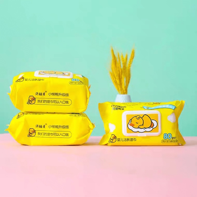 Khăn ướt Vịt vàng Dluck  - Thùng 10 bịch mỗi bịch 80 tờ - Siêu tiết kiệm