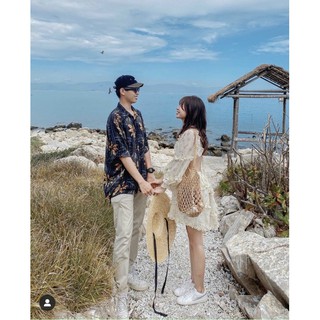 Đầm hoa phối bèo cutout eo hở lưng
