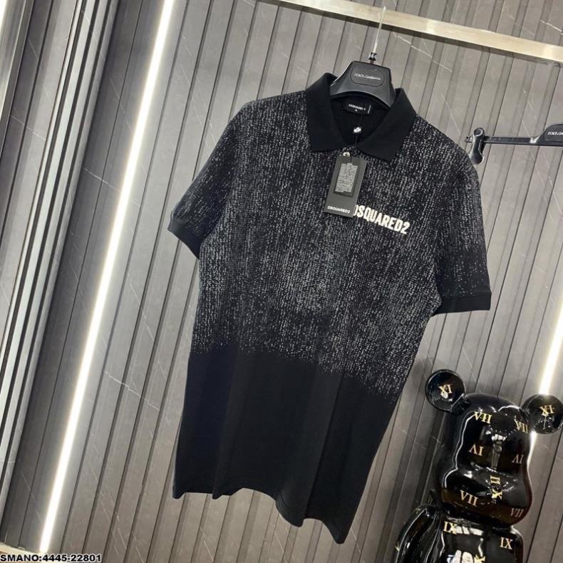 Áo Polo Nam SPF DSQ Loang Đen, Trắng Cao Cấp - Áo Polo Nam In DSQ Ngực Siêu Đẹp