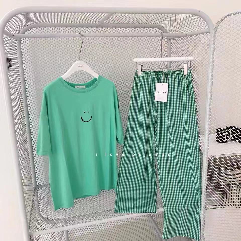 Pijama Bộ Đồ Ngủ Nữ Mặc Ở Nhà  Mùa Hè Vải Co Giãn 4 Chiều Bộ Quần Áo Thời Trang Cộc Tay Xuân Thu Đi Chơi,Làm, Biển BĐN36