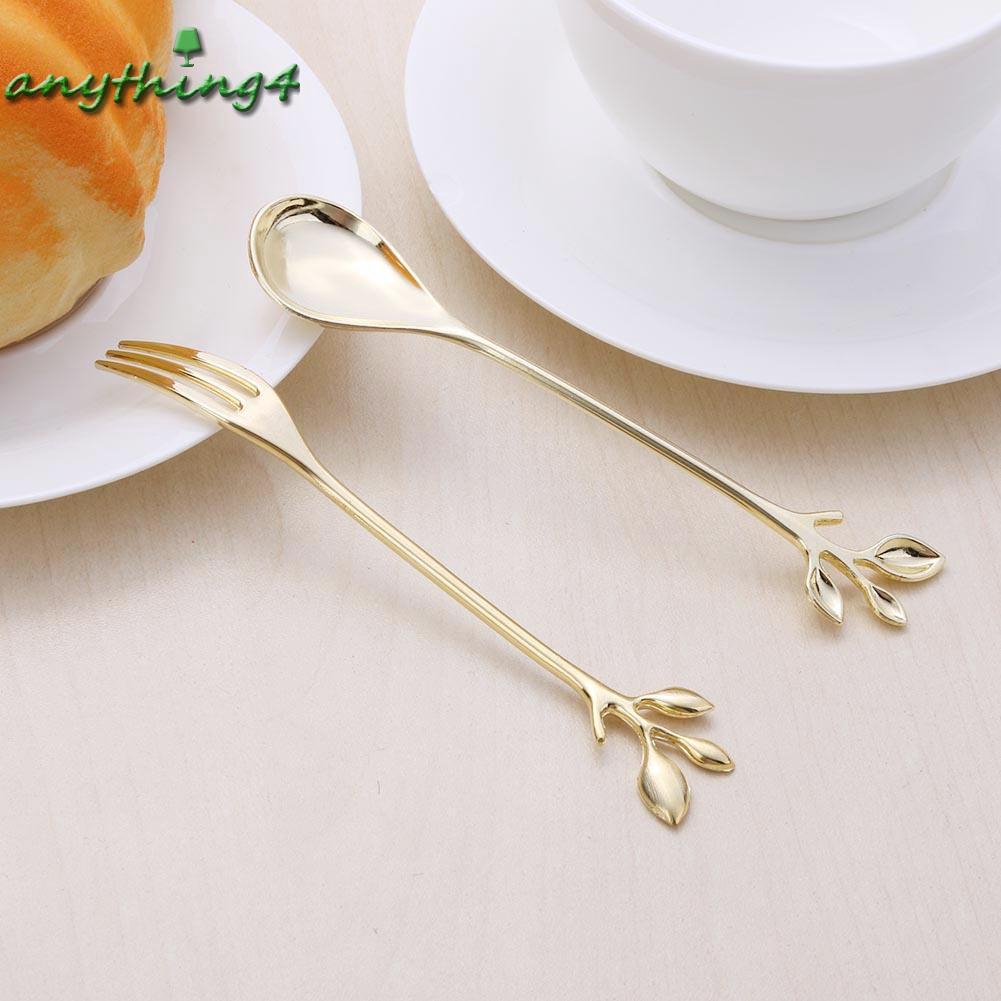 ♚any♚ Convenient 2pcs/Set Coffee Dessert Spoon Vintage Royal Style Branch Shape Cutlery Fork