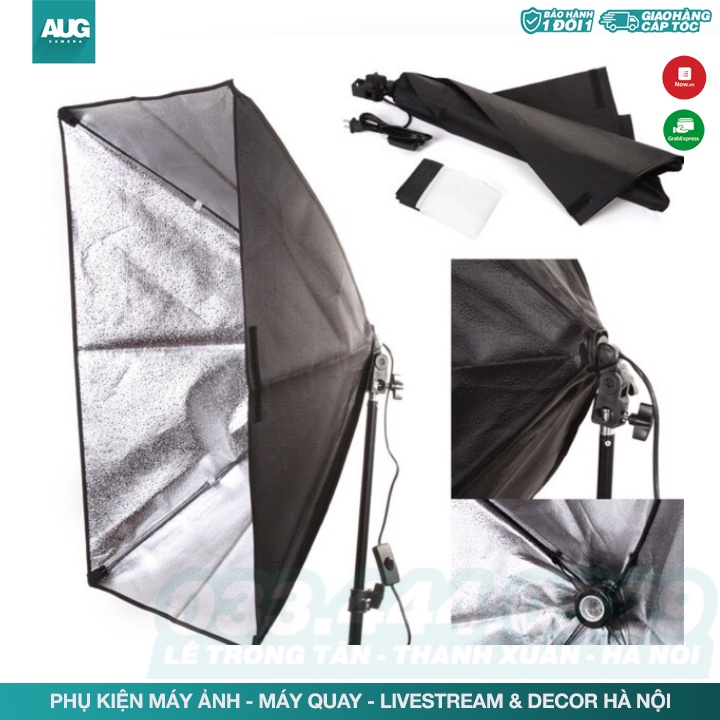 Softbox hộp đèn 50×70 gắn 1 đuôi đèn E27 kèm softbox 50x70 không bóng - AUG Camera &amp; Decor Hà Nội