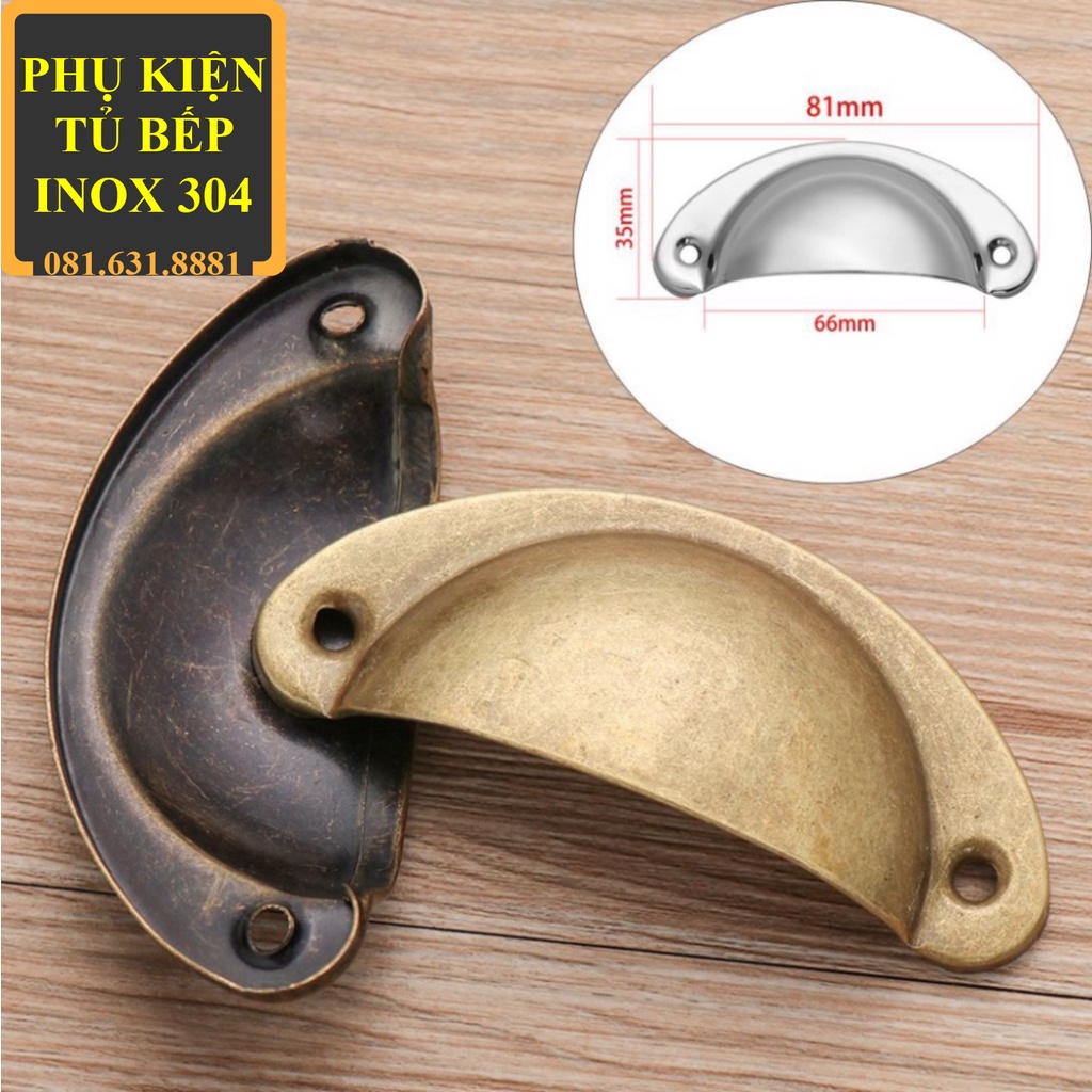 Tay nắm cửa tủ hình vỏ sò phong cách cổ điển kèm vít, tay nắm tủ bếp móc phong cách Âu Mỹ