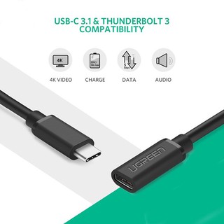 Cáp usb-c nối dài 50cm ugreen 40574 - hàng chính hãng