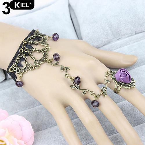 Vòng đeo tay hợp kim tích hợp nhẫn phối ren độc đáo thời trang cho nữ | BigBuy360 - bigbuy360.vn