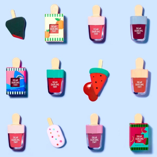 Son tint hình que kem môi mềm sắc màu sống động ETUDE Dear Darling Water Tint 4.5g - Son tint 4 sắc thái đỏ