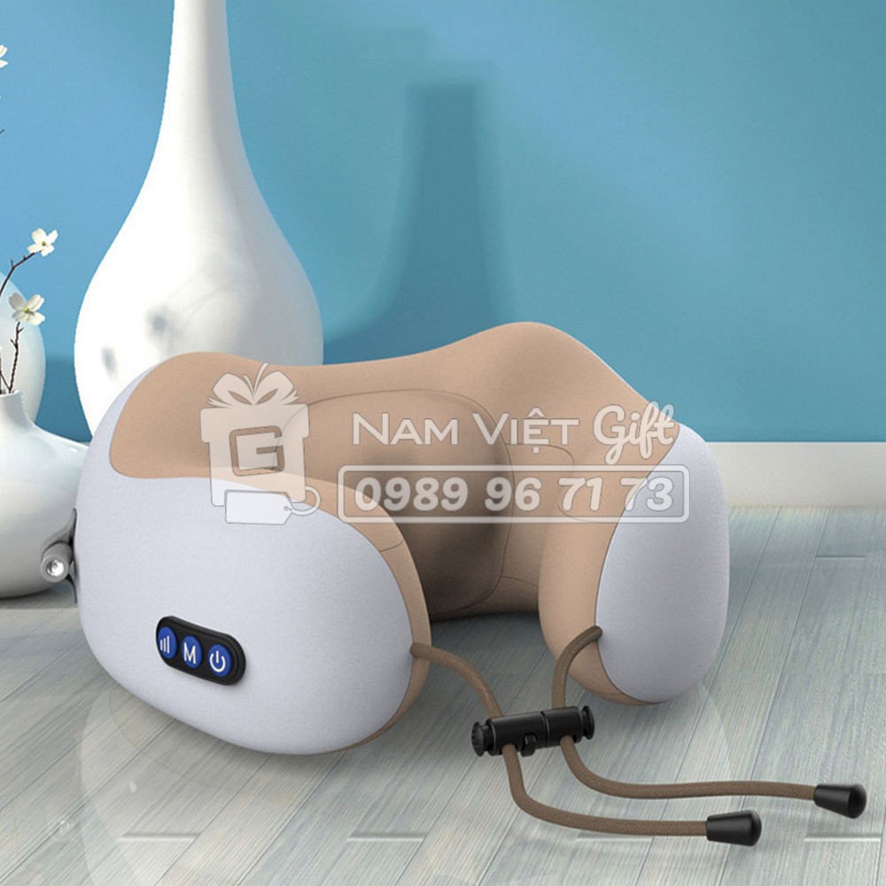 [BH 1 NĂM] Gối Mát Xa Cổ U-Shaped Neck Massage Pillow - Pin Sạc 2000mAh