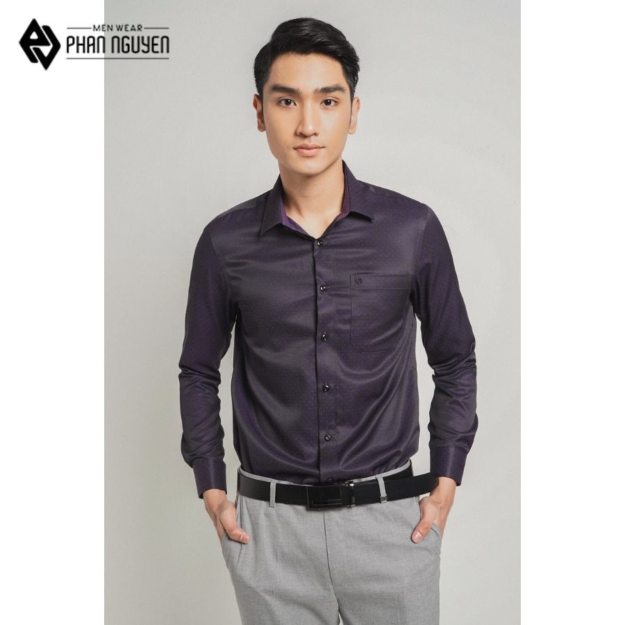 Áo Sơ Mi Cotton Nam Dài Tay PHAN NGUYỄN Dáng Slimfit Ôm Ngọn Cơ Thể Thấm Hút Tốt Đường Chỉ Chắc Chắn SMD.635