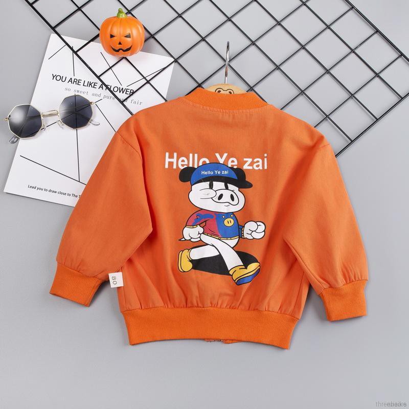 ruiaike  Baby Boy Girl Outerwear Cartoon Print Casual Zipper Sweatshirt Kids Pilot Baseball Jacket