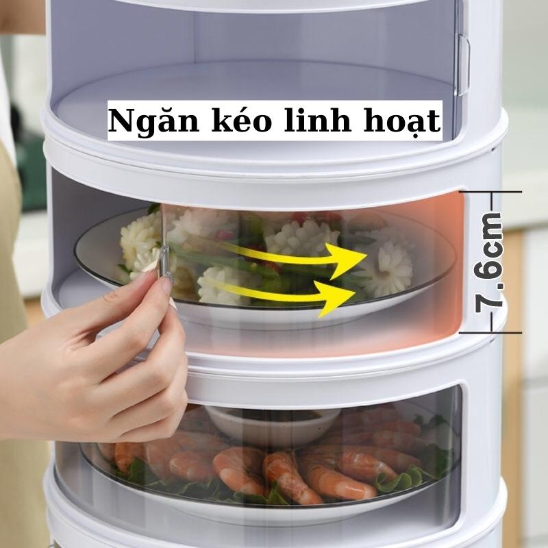 Lồng bàn 5 tầng giữ nhiệt hộp đựng thức ăn chống bụi nhựa cao cấp