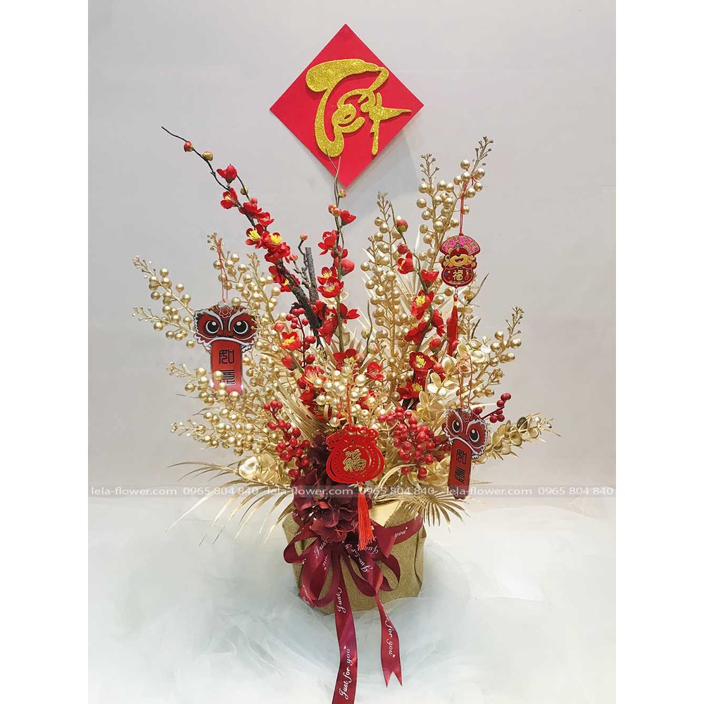 [ĐÃ CẮM SẴN] Bình hoa đào đông giả, bình hoa trang trí Tết, bình hoa decor nhà cửa, giao Hỏa tốc Hà Nội