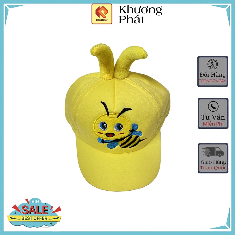 Mũ lưỡi trai cho bé, nón lưỡi trai cho bé MLT1008 hình chú ong có tai ngộ nghĩnh dễ thương nhiều màu sắc