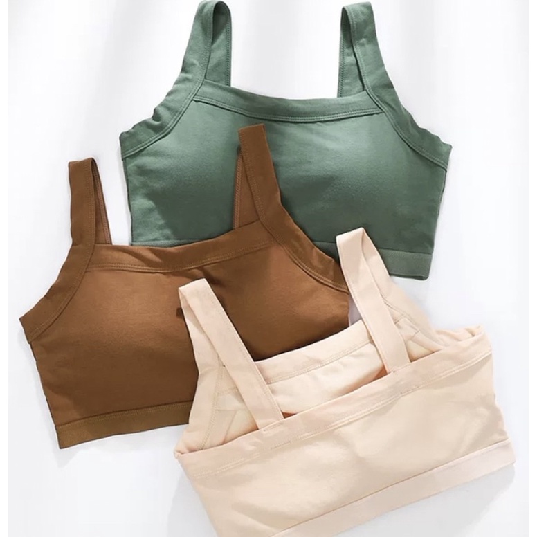 Áo 2 dây nữ bản to có mút ngực, áo bra 2 dây dáng croptop chất cotton mềm mịn BRA10