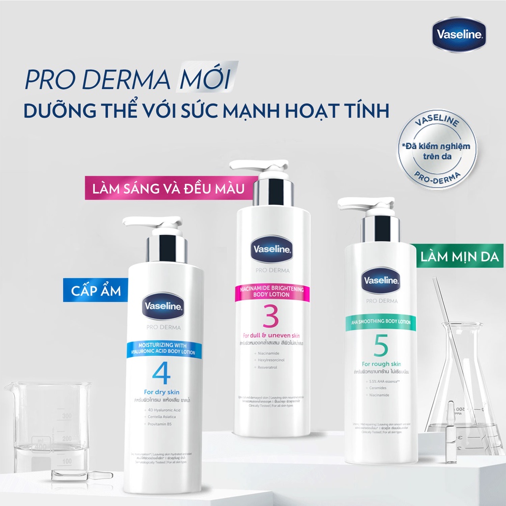Sữa Dưỡng Thể Vaseline Mịn Da Pro Derma AHA Smoothing Body Lotion 250ml